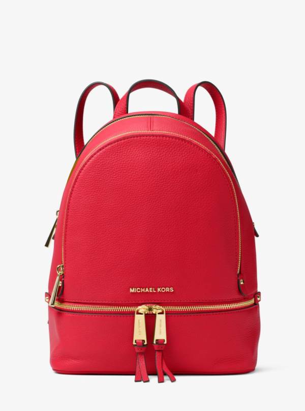 Damske Batohy Michael Kors Rhea Medium Leather Svetlo Červené - Kabelky Michael Kors Outlet | HRQEZ-4156